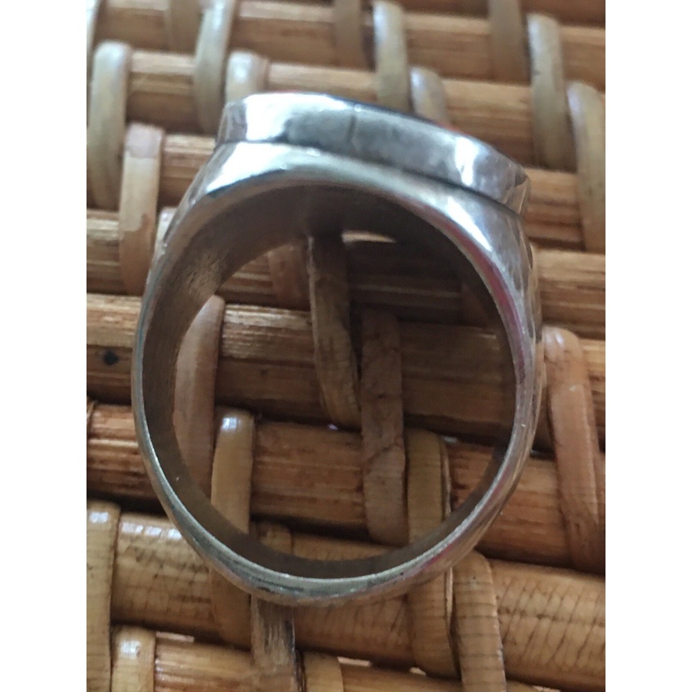 Vintage Zuni turquoise mother of pearl Inlay Ring By AL Zuni large 10 - Picture 5 of 5